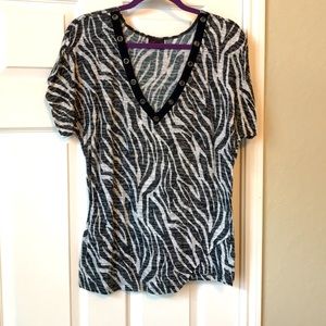 Torrid zebra print burnout v-neck tee
